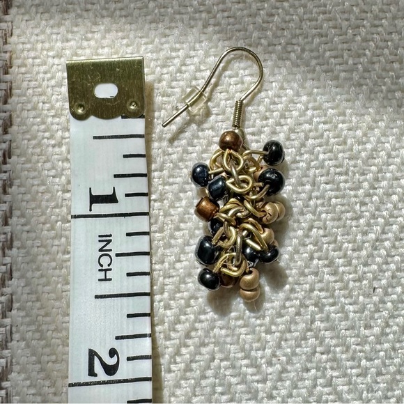 Blue, Bronze and Gold-Colored Bead Necklace and Earrings Set - Picture 8 of 8